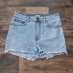 Billabong Light Wash Frayed Hem Denim Shorts